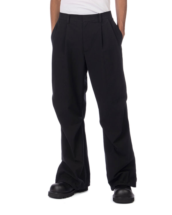 juun.j | Bootcut Adjustable Snap-Tab Pants Wool Black