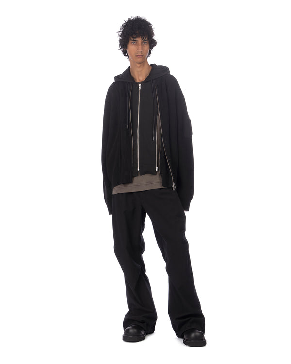 juun.j | Layered Zip-Up Hoodie Knitted Sweater Black