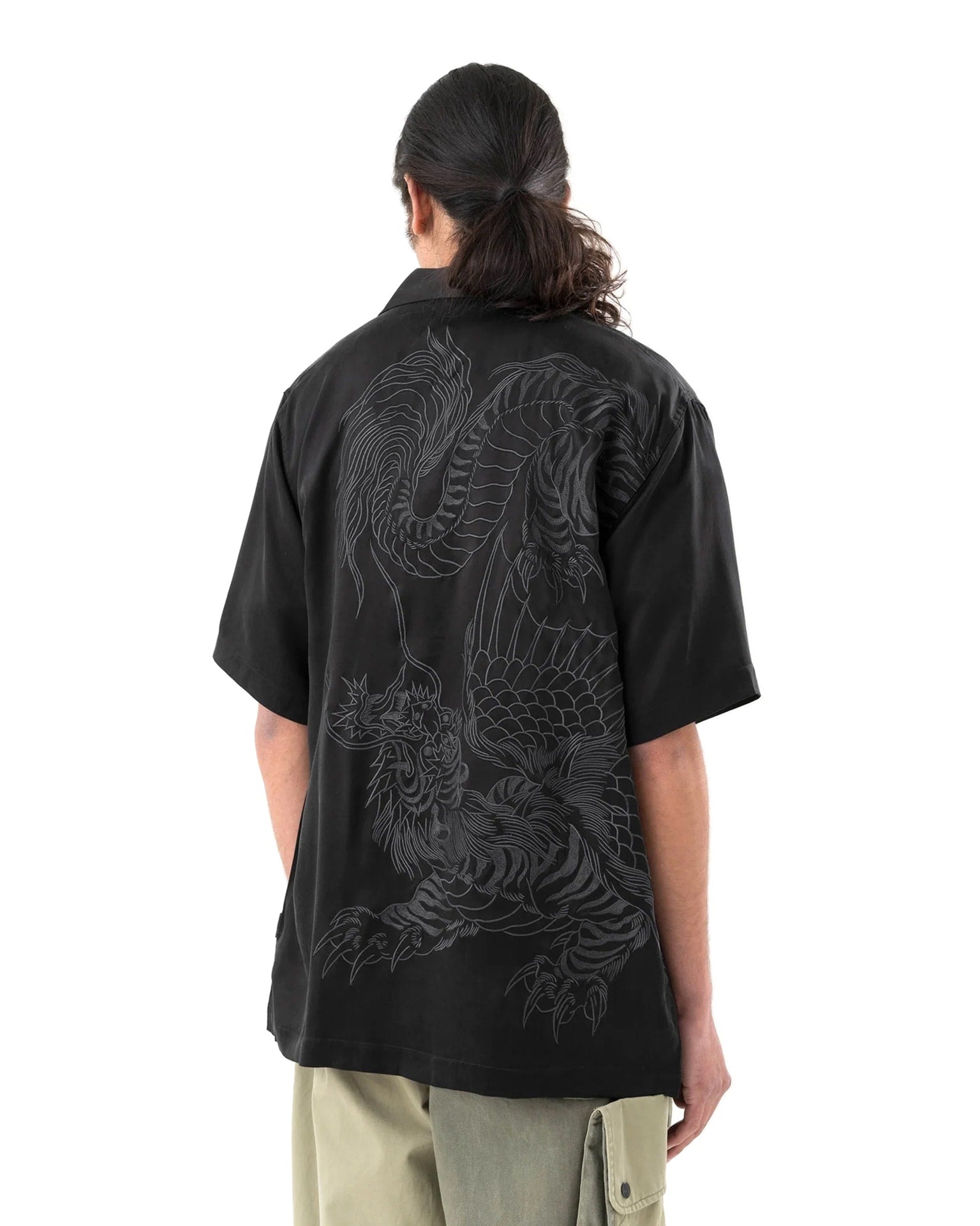 maharishi | 6098 Tiger Dragon Camp Collar Shirt Black | Concrete