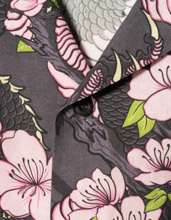 maharishi | Sakura Camp Collar Shirt Navy - Concrete