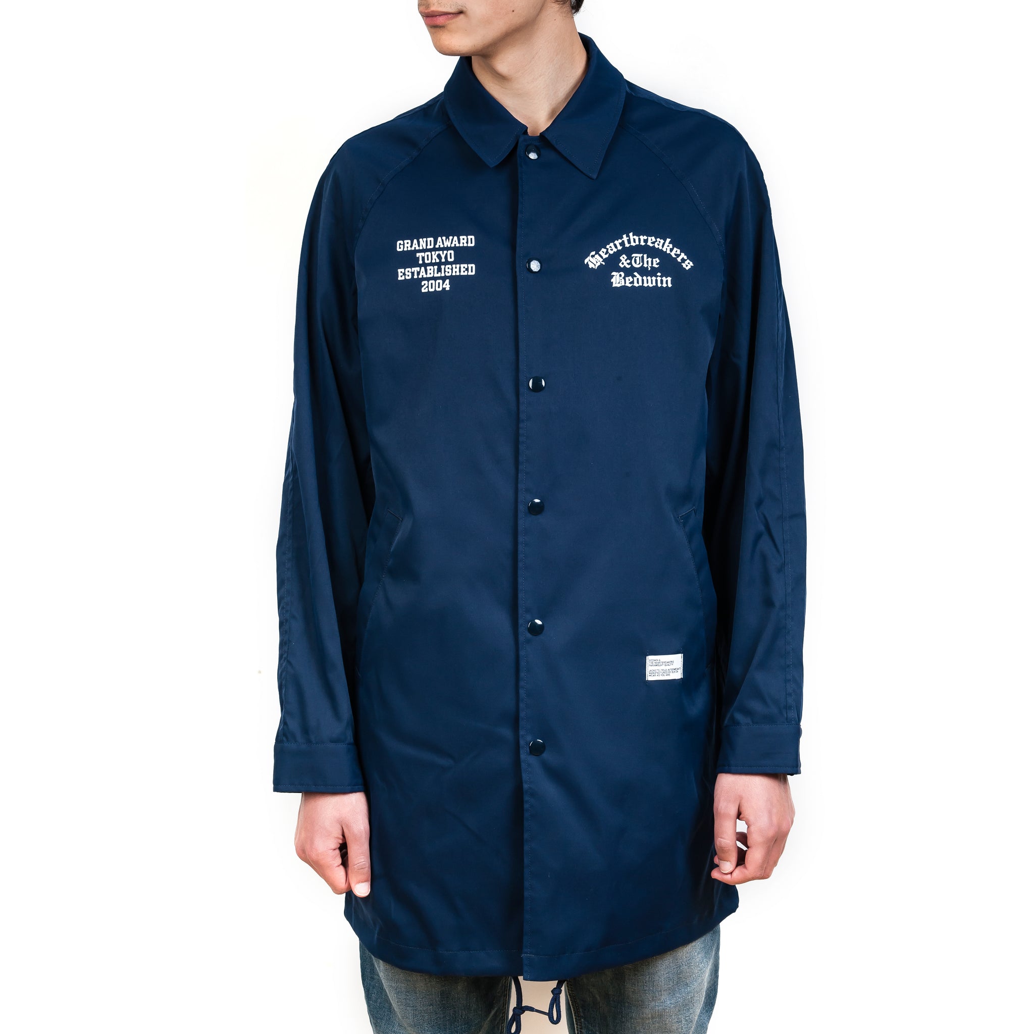 Bedwin & The Heartbreakers | 'Jill' Long Nylon Coaches Jacket Blue