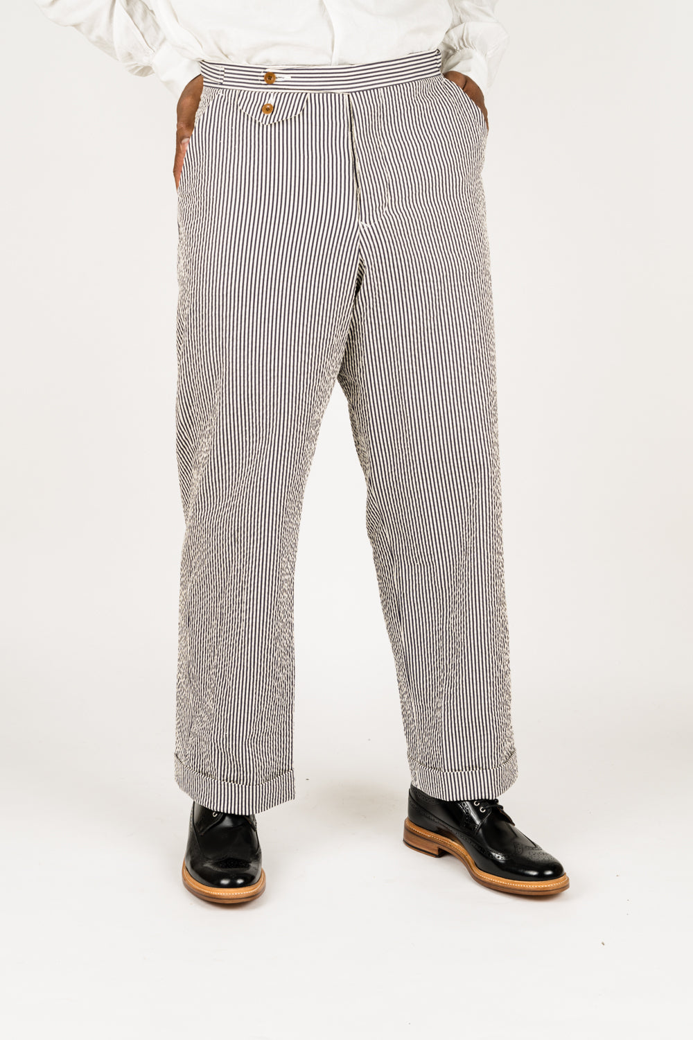 Haversack | Seersucker Stripe Pants Navy 861811-59 – Concrete