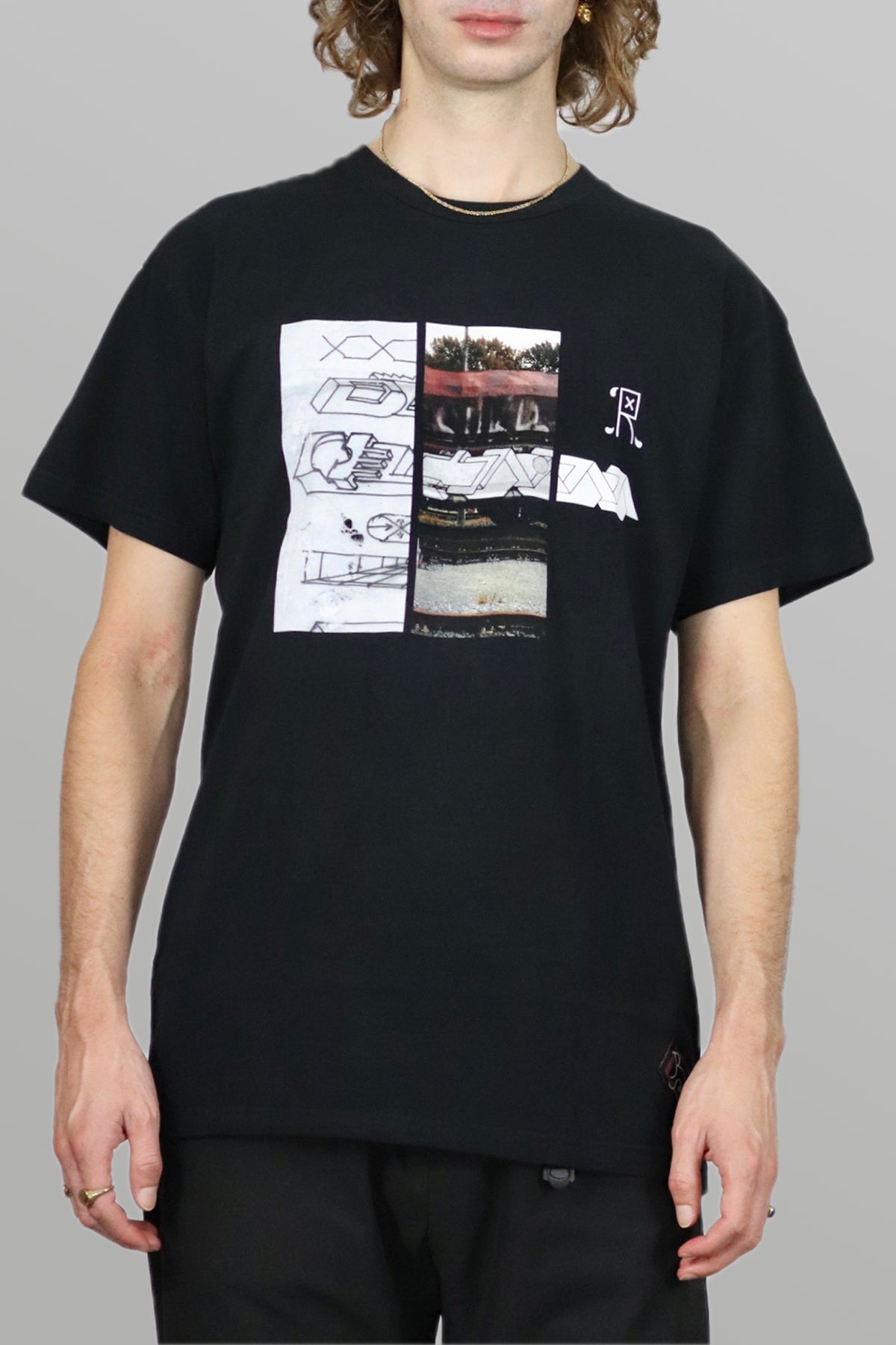 RUYZDAEL | x DELTA T-Shirt 3B Side Track Black - Concrete