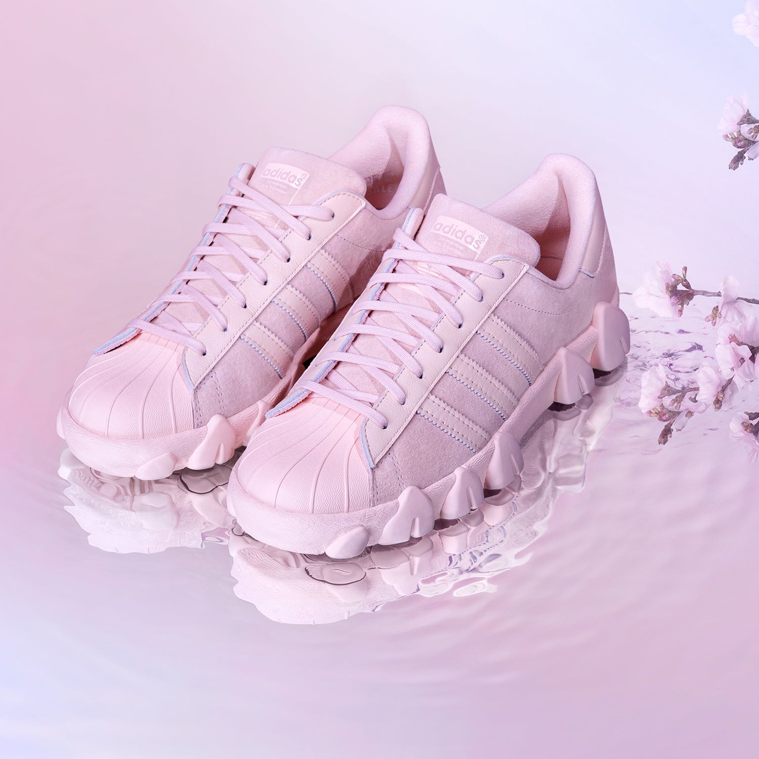 Adidas originals pink leather shop deconstructed superstar 80s sneaker