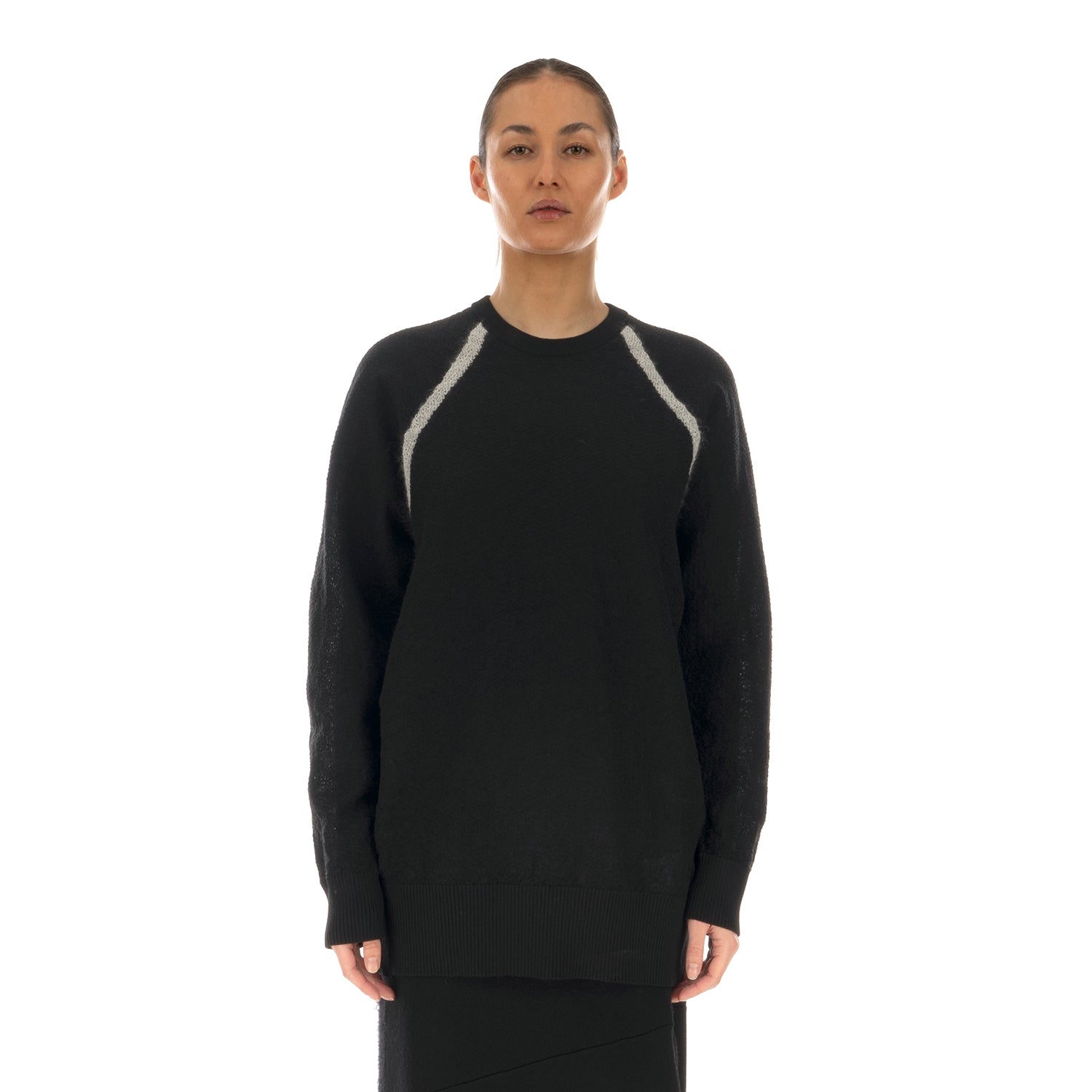 adidas Y-3 | Womens Classic Sheer Knit Crew Sweater Black | Concrete