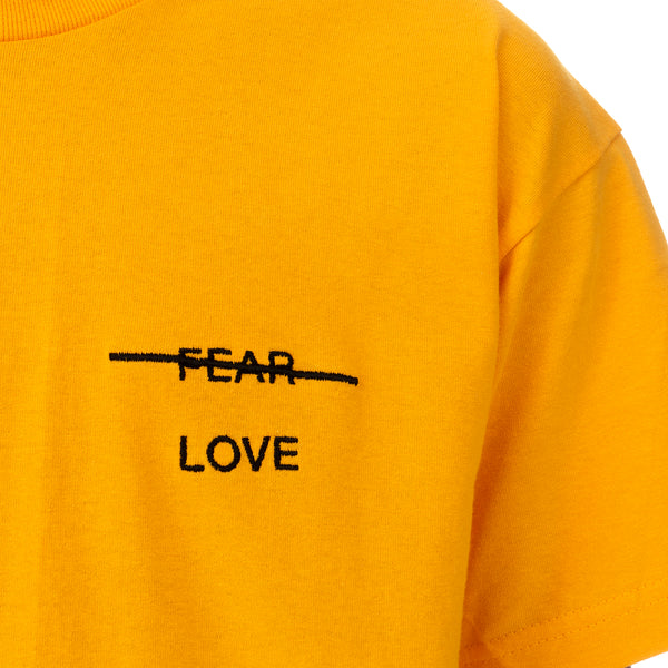 Akomplice | Love Over Fear Embroidered T-Shirt Gold - Concrete