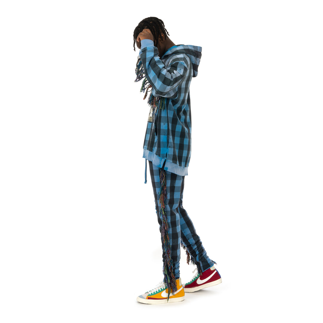 ALCHEMIST | Babylon Burning Hoodie Blue / Black Check - Concrete