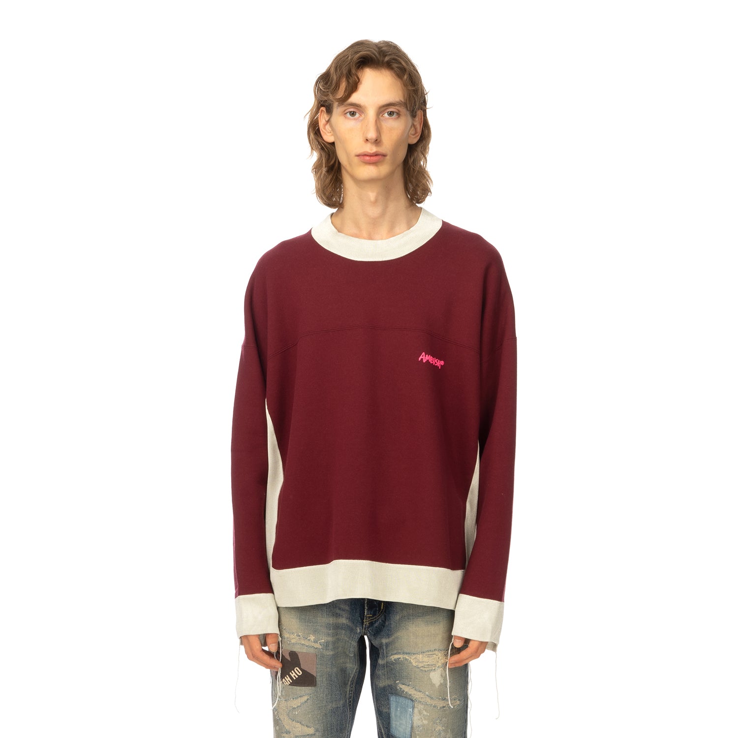 AMBUSH | Panel Sweatshirt Wine / Light Beige | Concrete