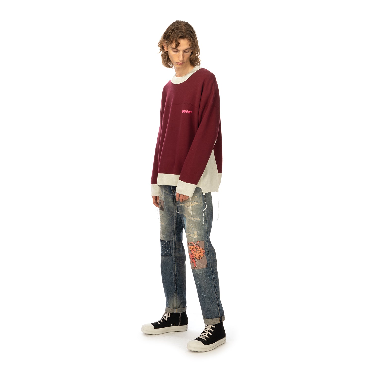 AMBUSH | Panel Sweatshirt Wine / Light Beige | Concrete