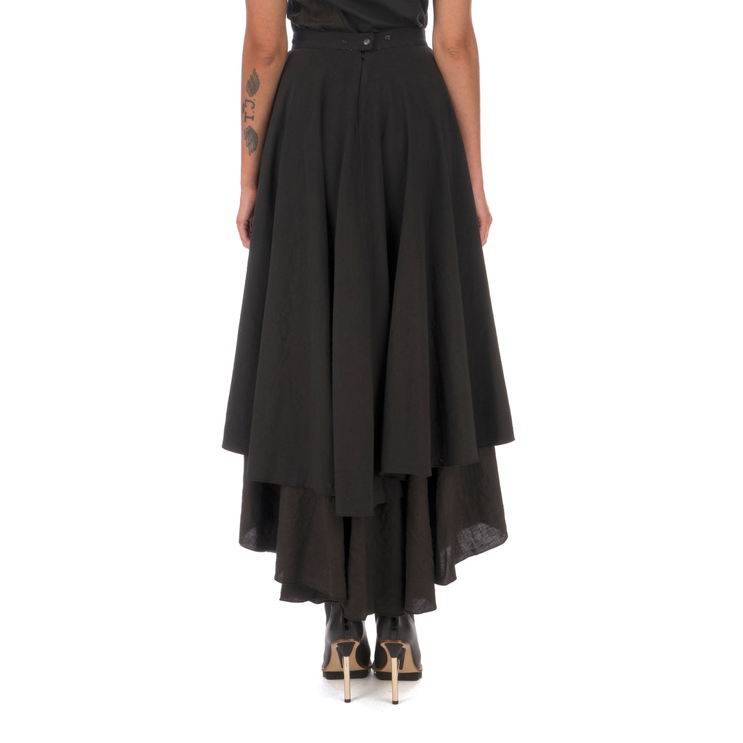 Andrea Ya'aqov | W Two Layer Skirt Linen Black - Concrete