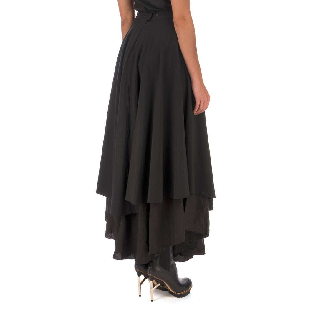 Andrea Ya'aqov | W Two Layer Skirt Linen Black - Concrete