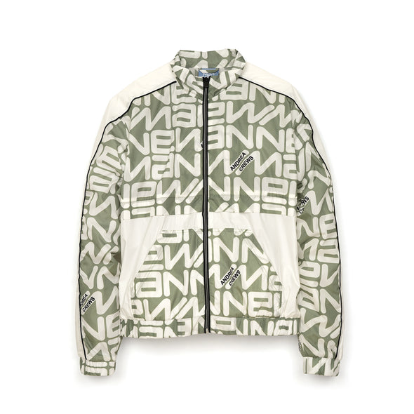 Andrea Crews 'Leo' Allover New Man Print Tracksuit Grey - Concrete