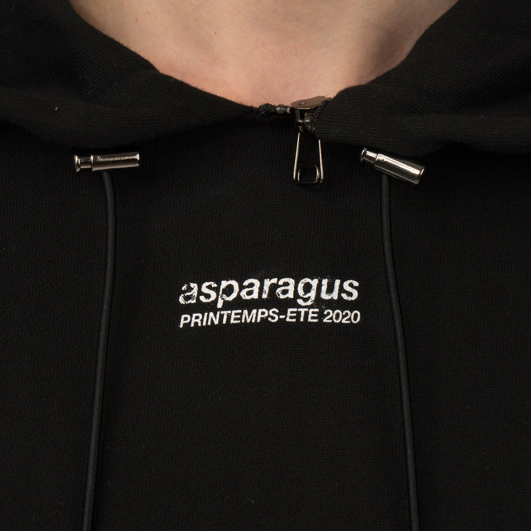 asparagus_ | Zipped Neck Hoodie Jacket Black - Concrete