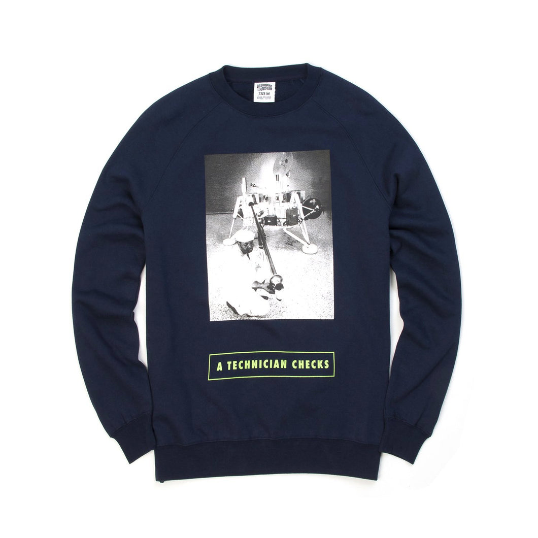 Billionaire Boys Club | Technician Checks Crewneck Navy - Concrete