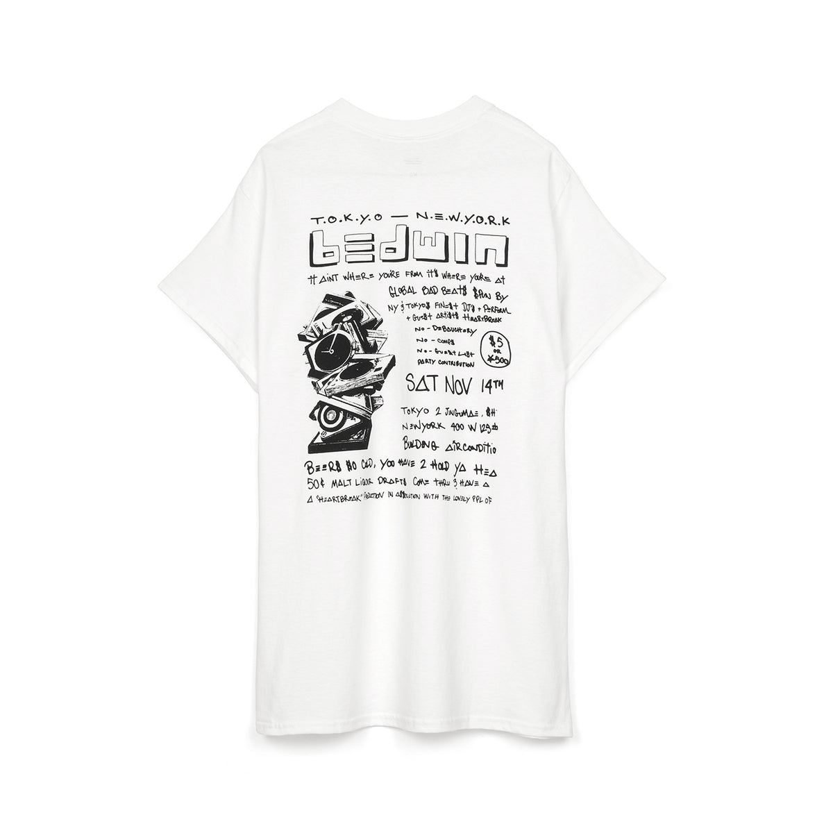 Bedwin & The Heartbreakers | 'Lee' S/S Print T-Shirt White - Concrete