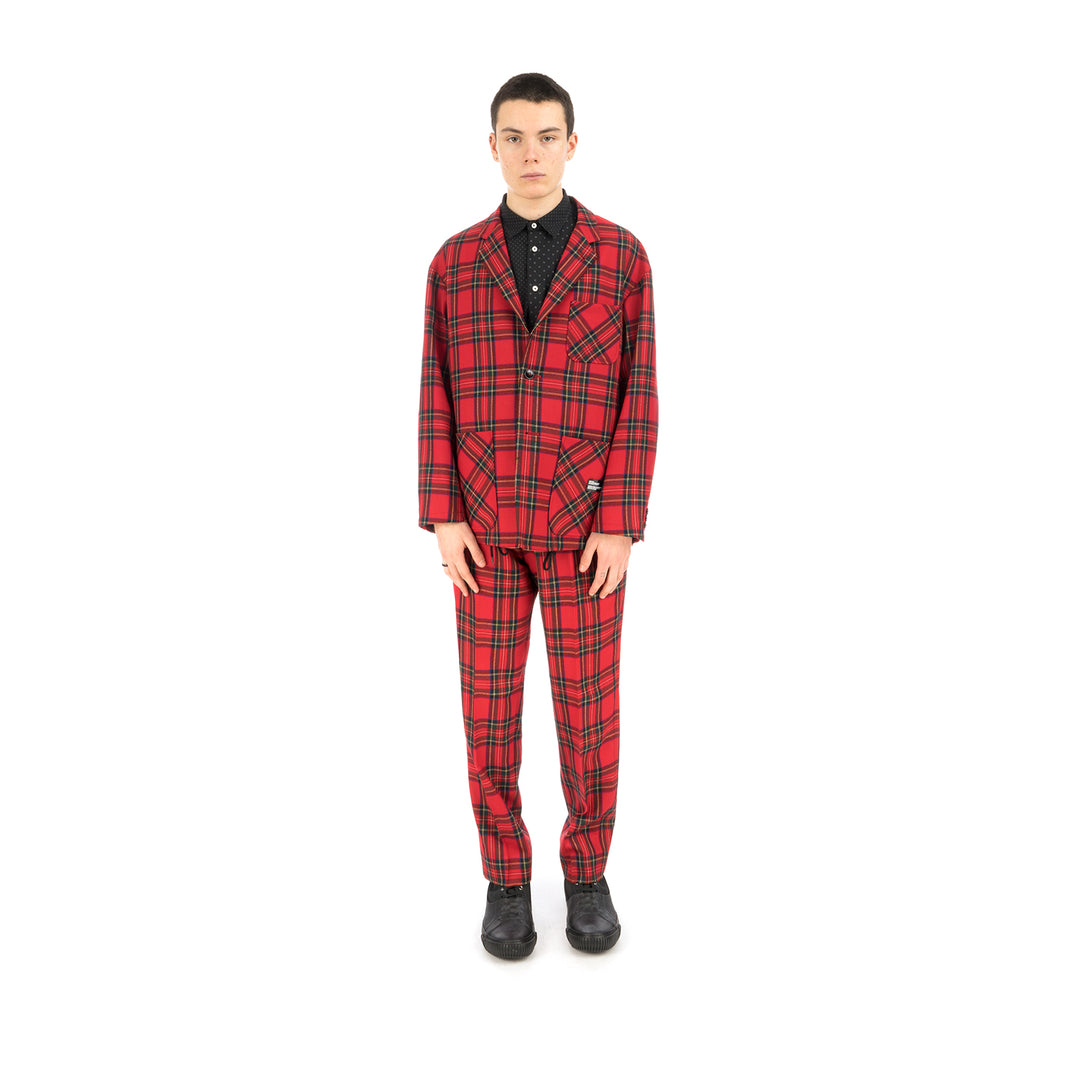 Bedwin & The Heartbreakers | 'Travis' 4B Wool Flannel Taylor Jacket Red - Concrete