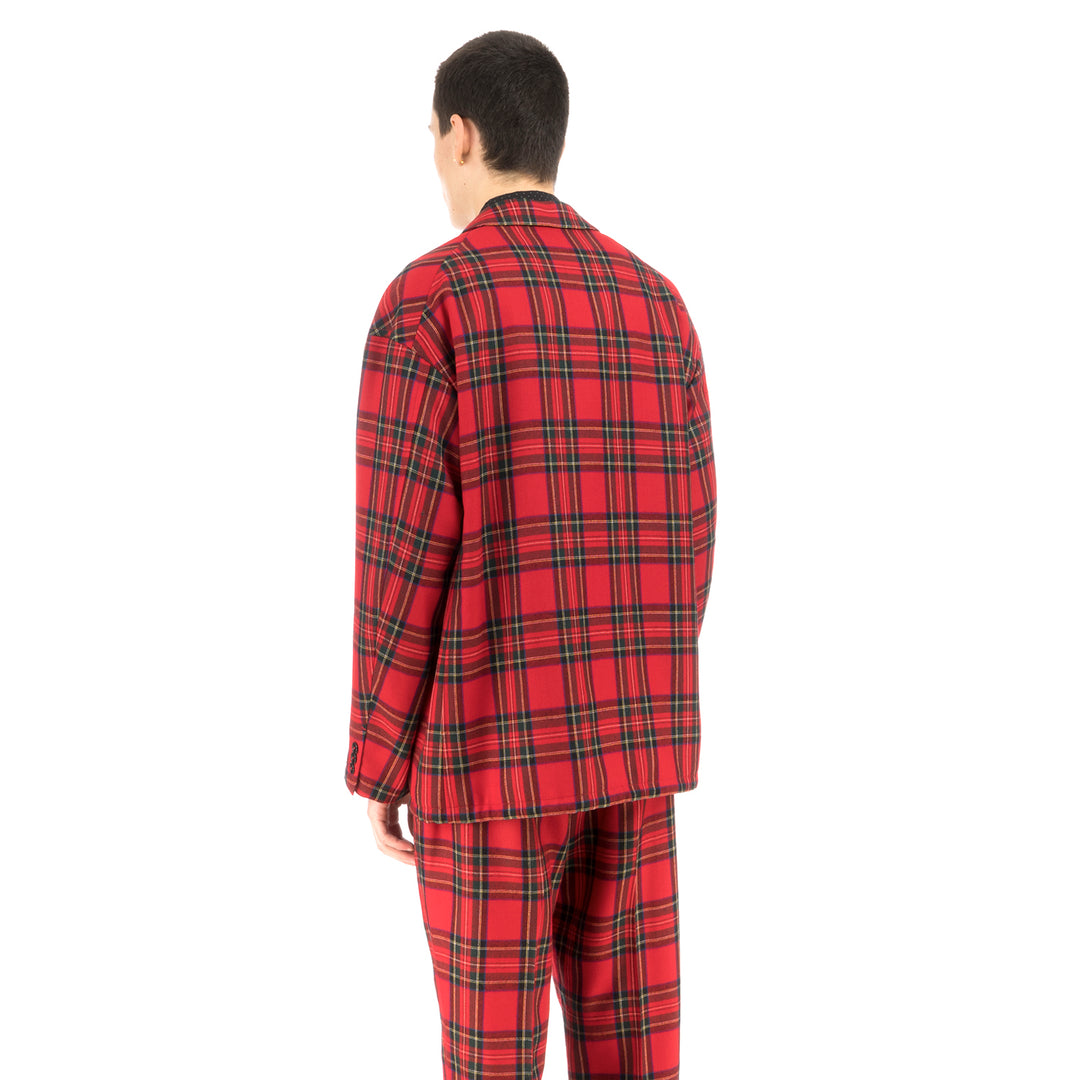 Bedwin & The Heartbreakers | 'Travis' 4B Wool Flannel Taylor Jacket Red - Concrete