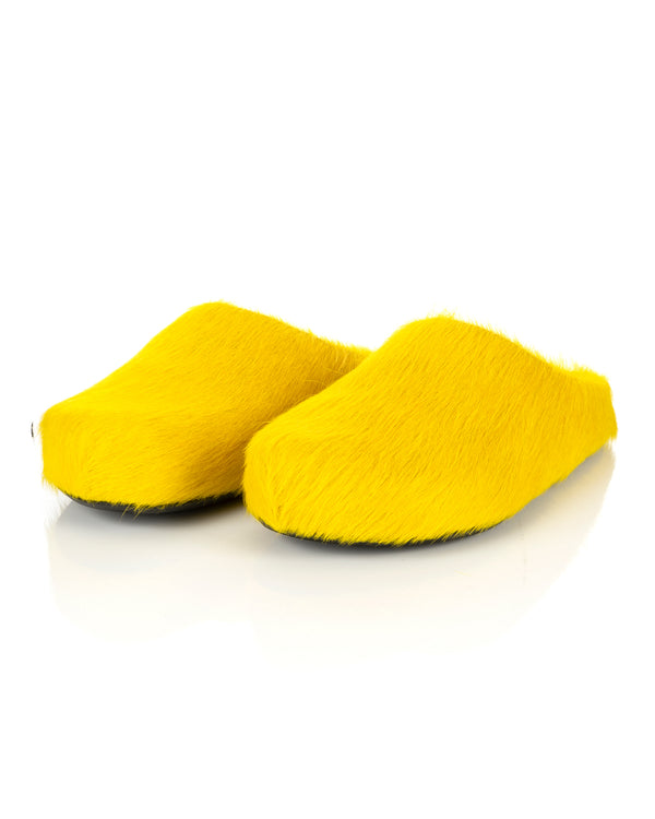 Marni | Long Calf Hair Fussbett Sabot Yellow - Concrete