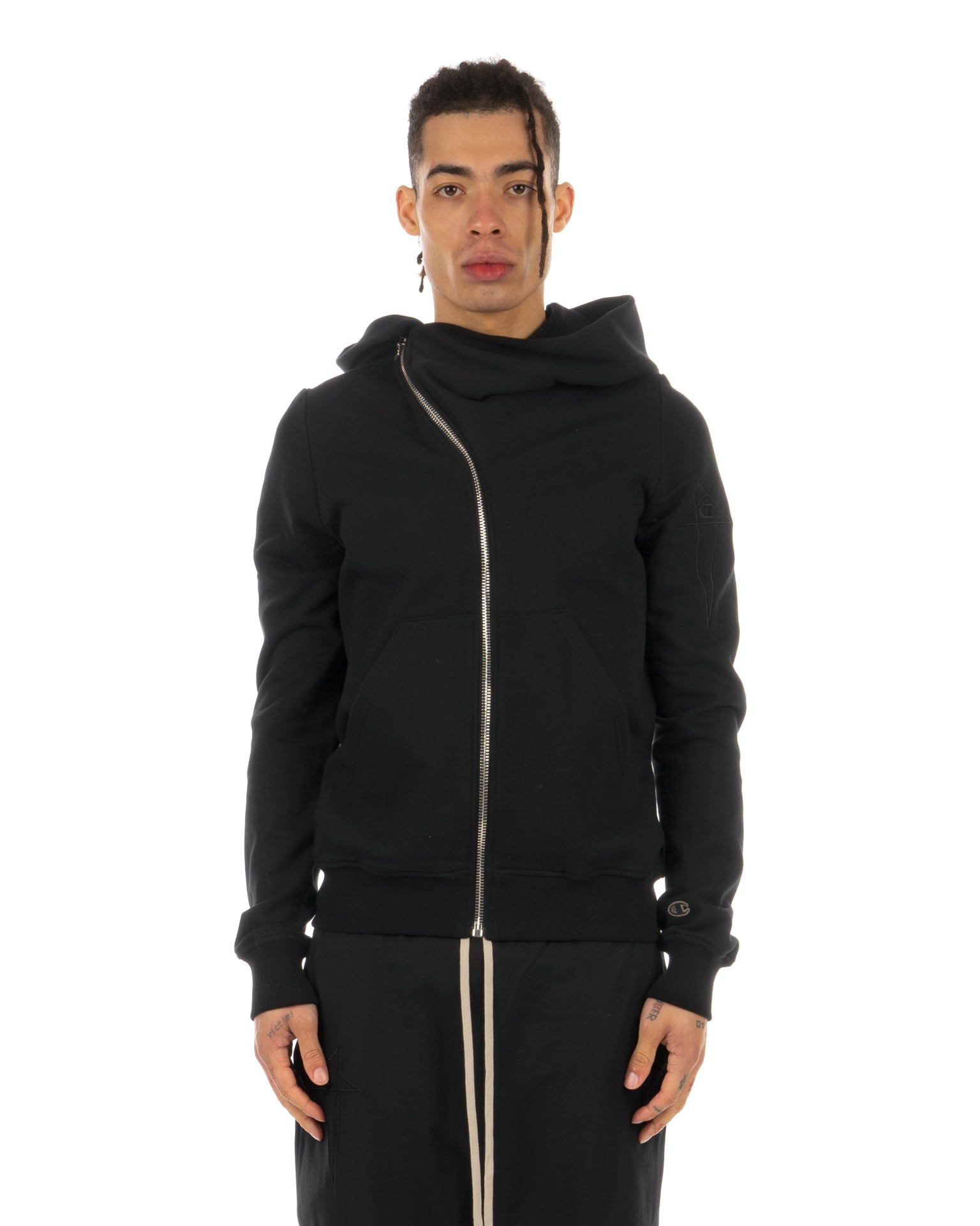 Rick Owens | x Champion Knitted Mountain Hoodie Black | Concrete