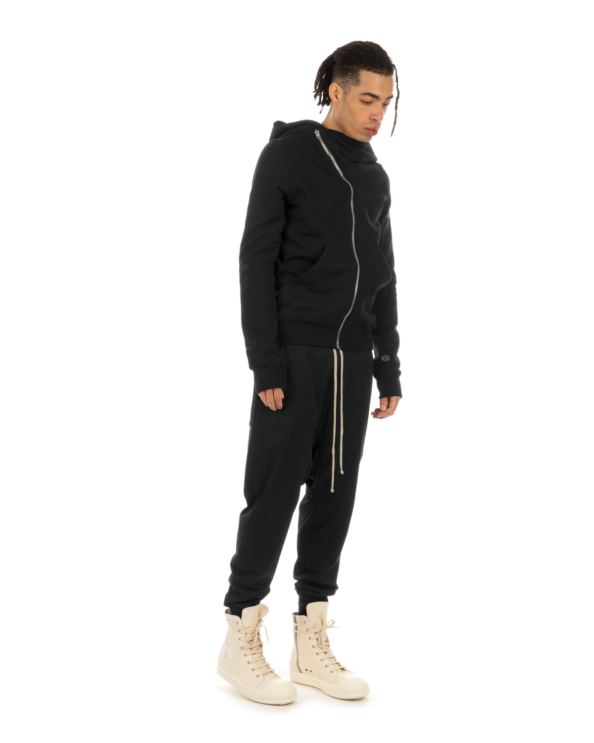 Rick Owens | x Champion Knitted Mountain Hoodie Black - Concrete