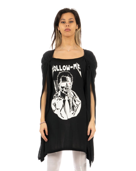 Ground Zero | 'Follow Me' Printed Tee Dress Black - Concrete