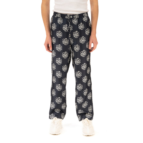 Soulland | Fadi Silk Pants Navy AOP - Concrete