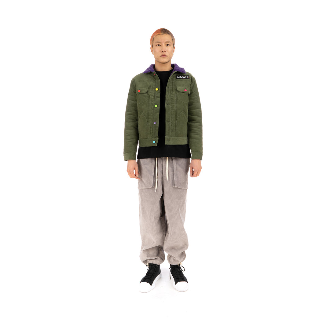 CLOT | Fluffy Collar Corduroy Jacket Green - Concrete