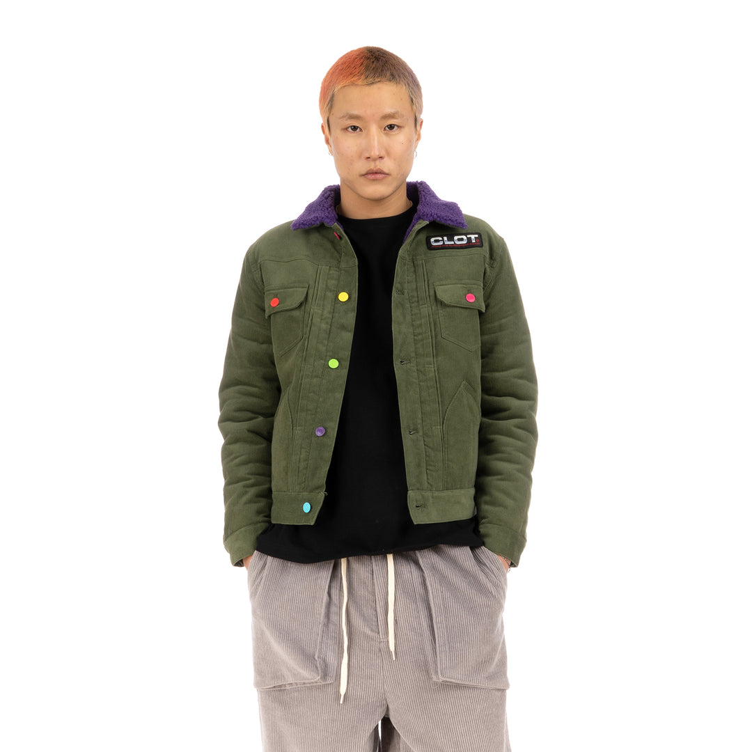 CLOT | Fluffy Collar Corduroy Jacket Green - Concrete