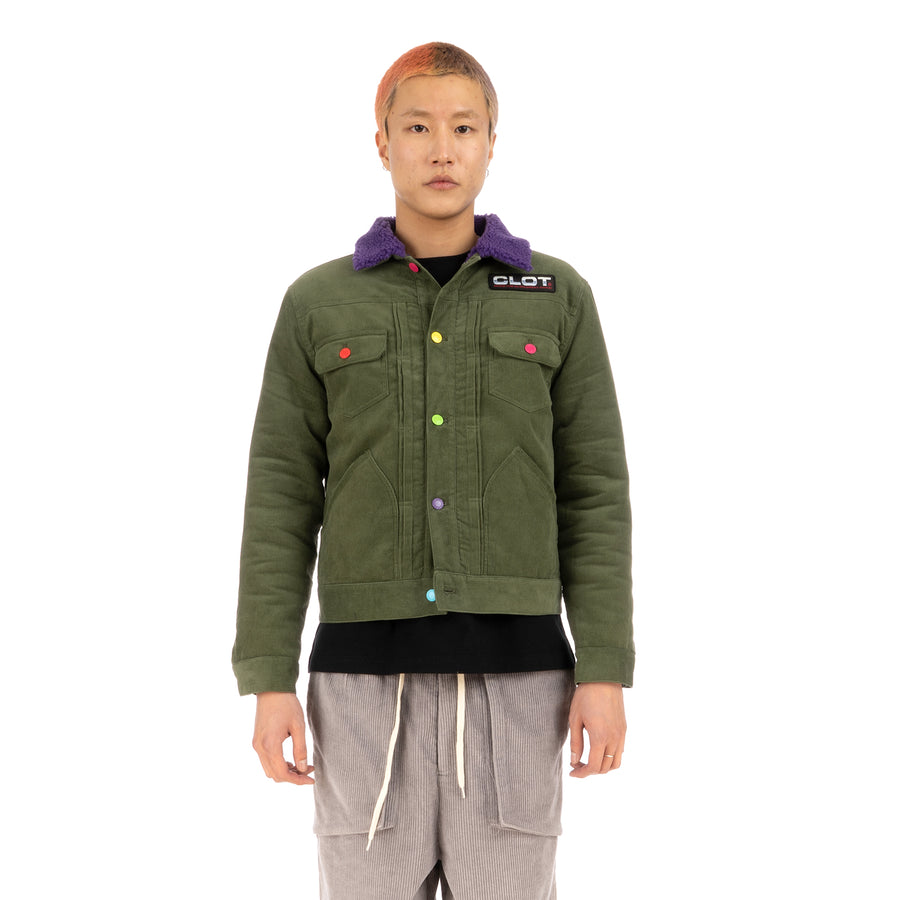 CLOT | Fluffy Collar Corduroy Jacket Green - Concrete