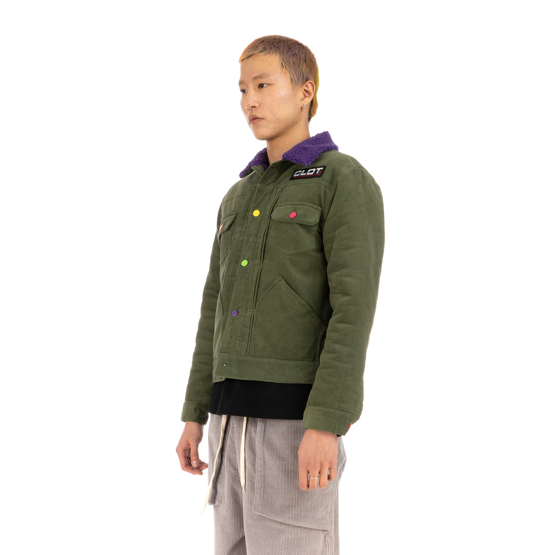 CLOT | Fluffy Collar Corduroy Jacket Green - Concrete