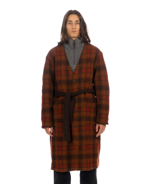 White Mountaineering | Check Knit Gown Brown - Concrete