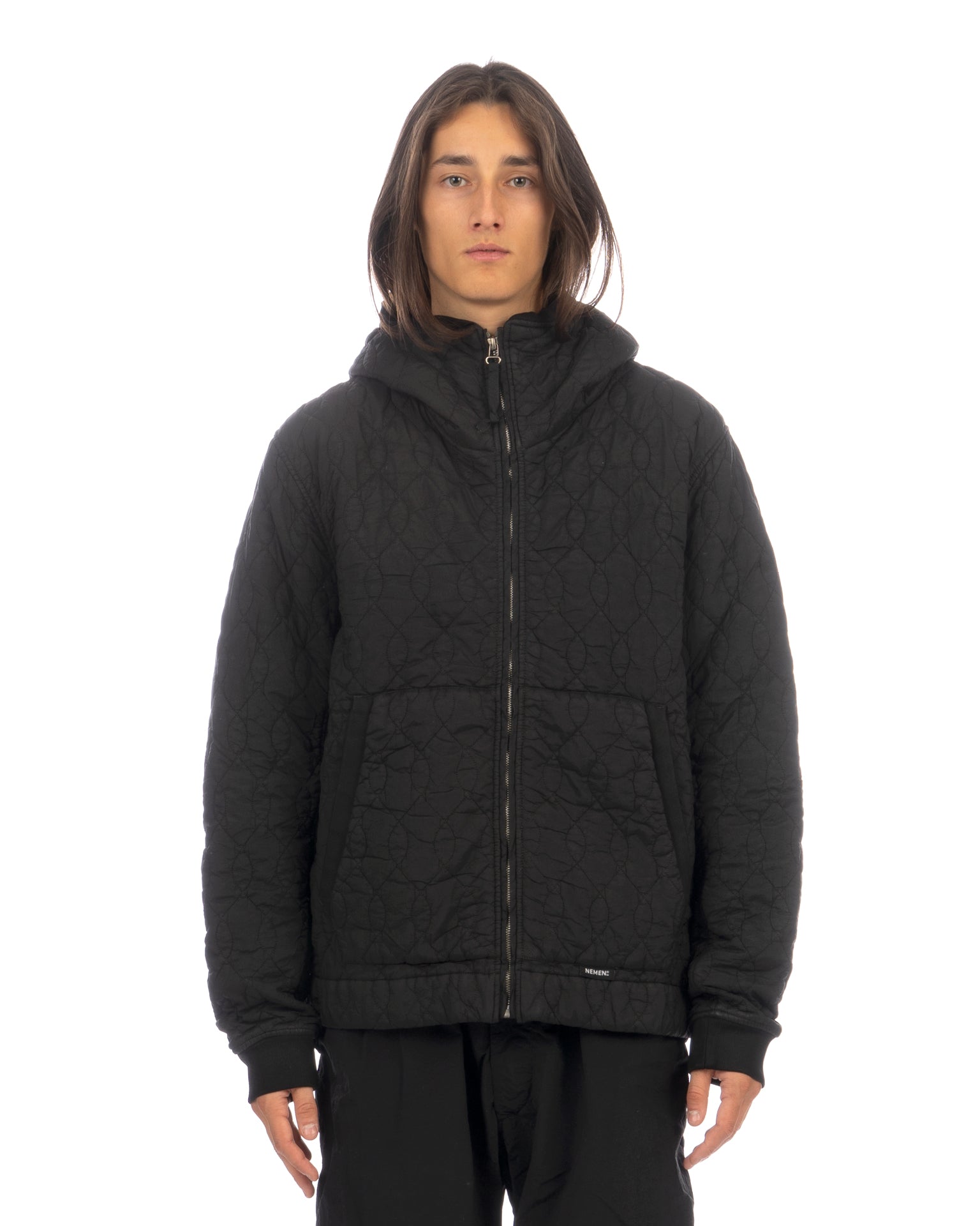 Taki Quilted Hooded Jacket in Black Nemen