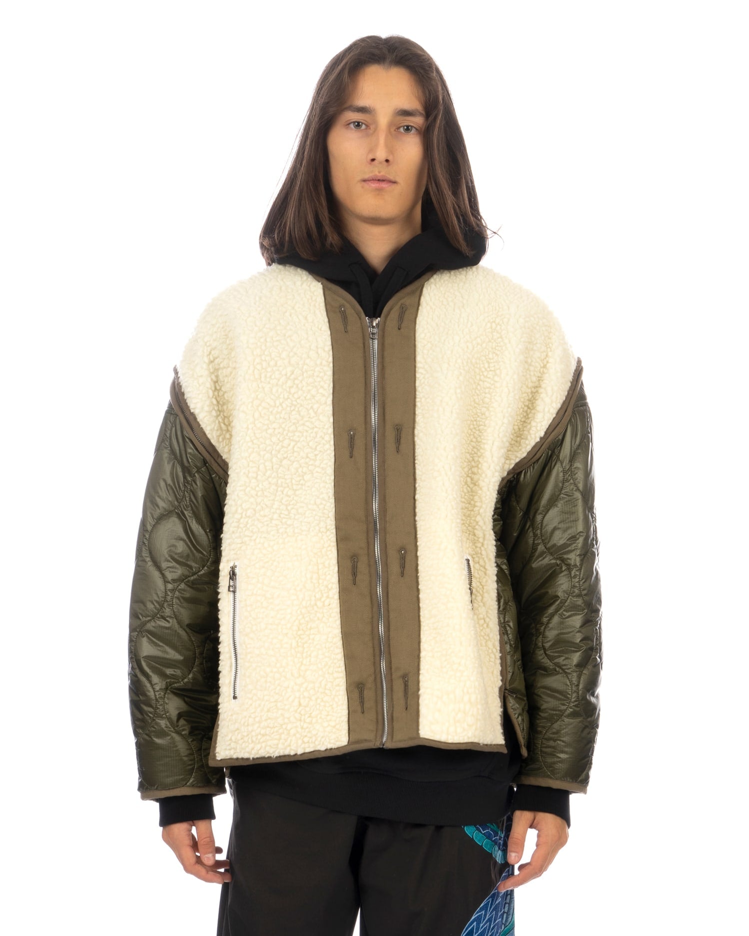 FACETASM | Zipper Sherpa Quilted Liner Jacket Ecru / Khaki | Concrete