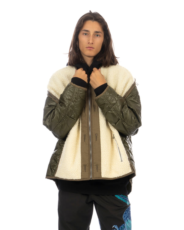 FACETASM | Zipper Sherpa Quilted Liner Jacket Ecru / Khaki - Concrete