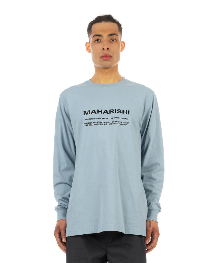 maharishi | 9754 Miltype Embroidered T-Shirt Ghost Blue - Concrete