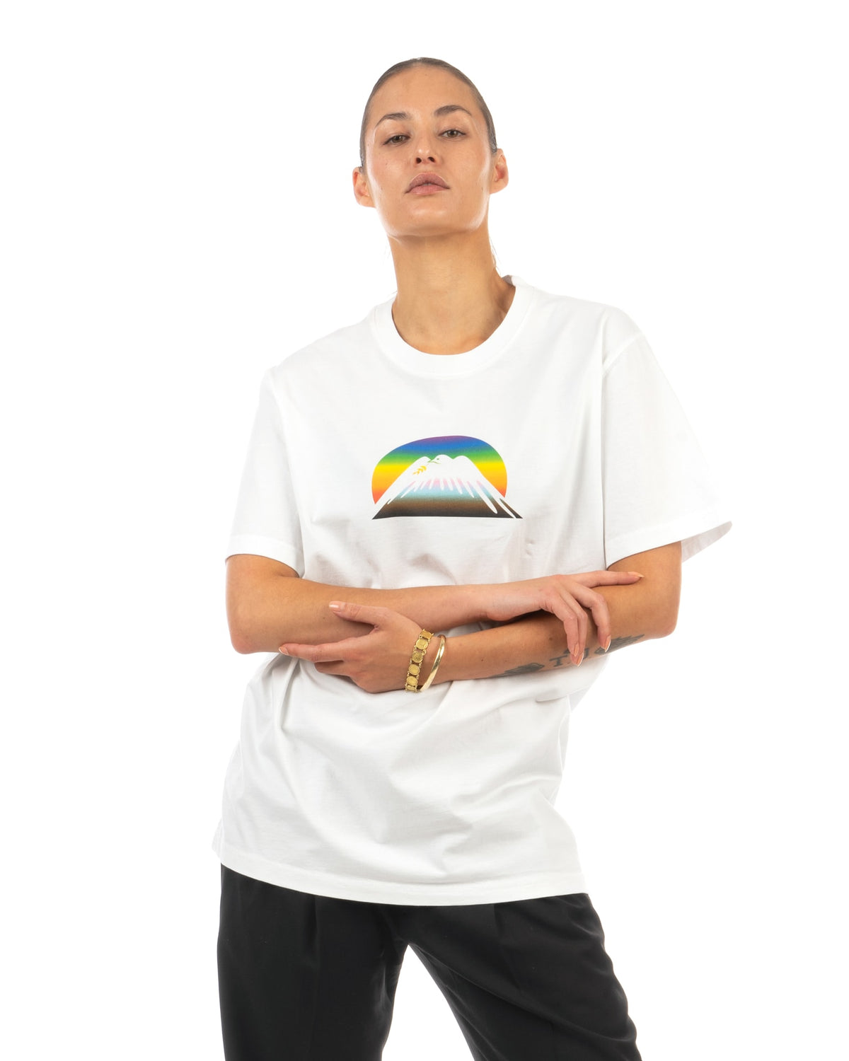 maharishi | Proud Dove Rainbow Mountain T-Shirt White - Concrete