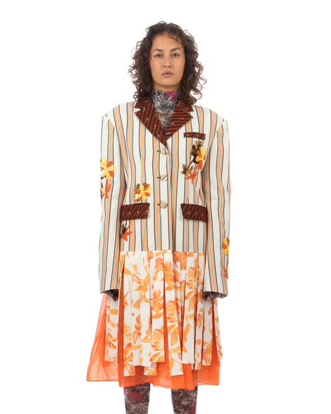 SHUTING QIU | Tassel Jacket Brown Stripe / Floral - Concrete