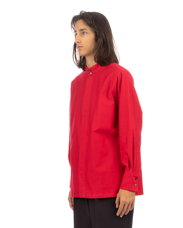 Haversack | High Neck Hiyoku Dress Shirt Red - Concrete
