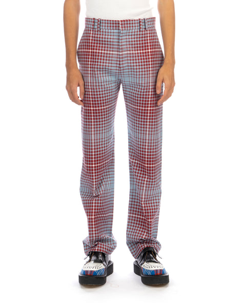 Charles Jeffrey LOVERBOY | Straight Cut Trouser Blurry Tartan - Concrete