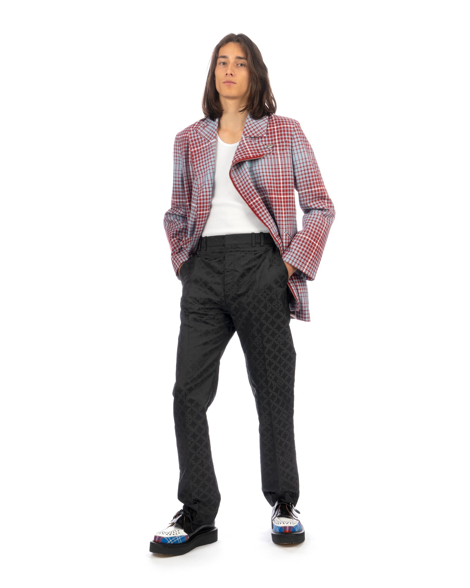 Charles Jeffrey Loverboy | Asymmetric Jacket Blurred Tartan