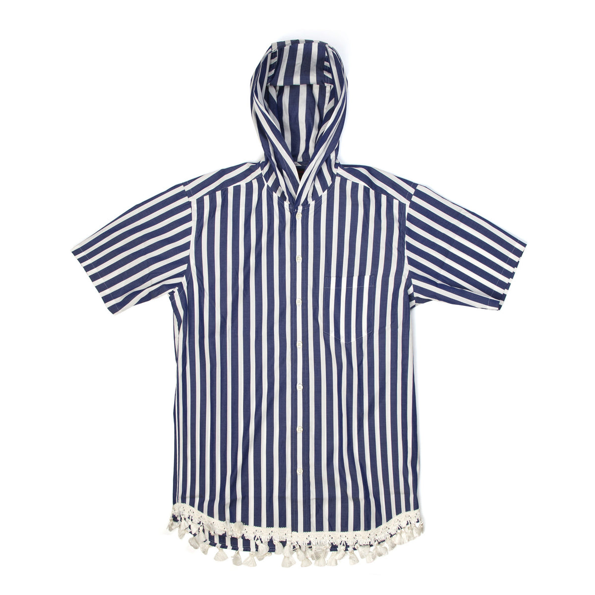 CLOT | Hooded S/S Button Up Shirt Stripe - Concrete