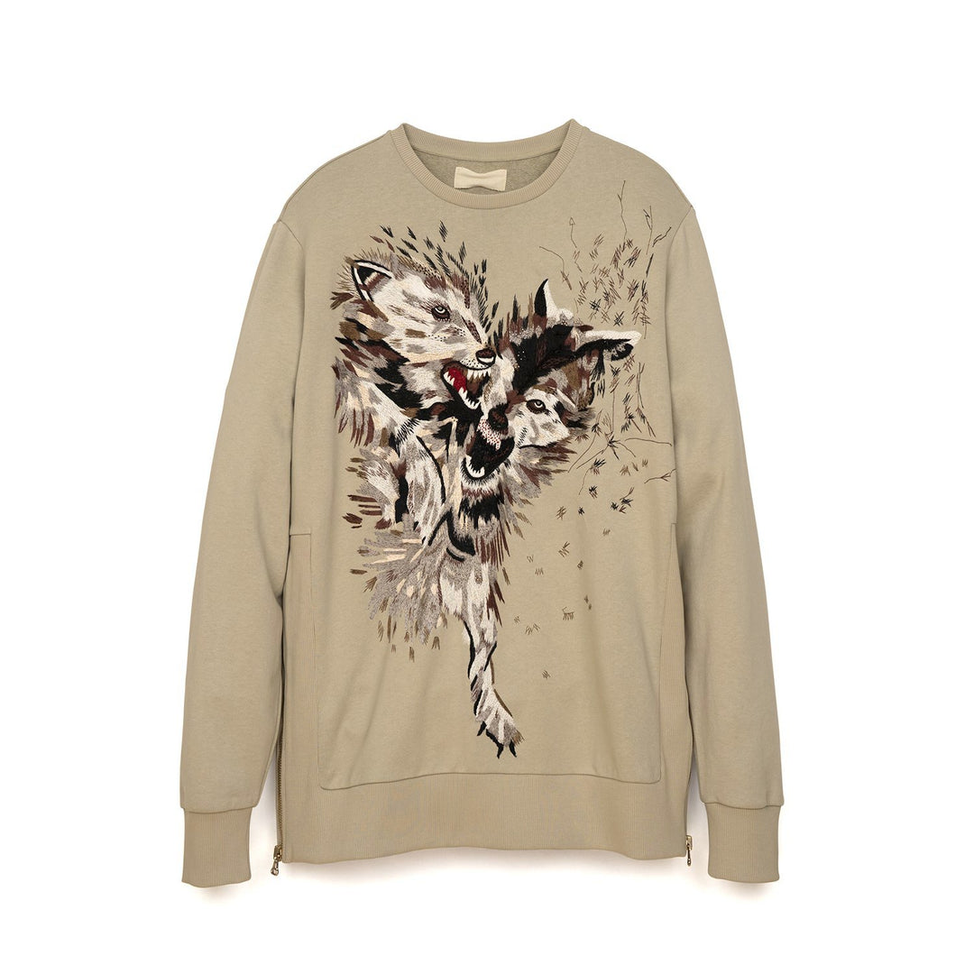 IH NOM UH NIT Embroidered Sweater - Pearls On The Back Taupe - Concrete