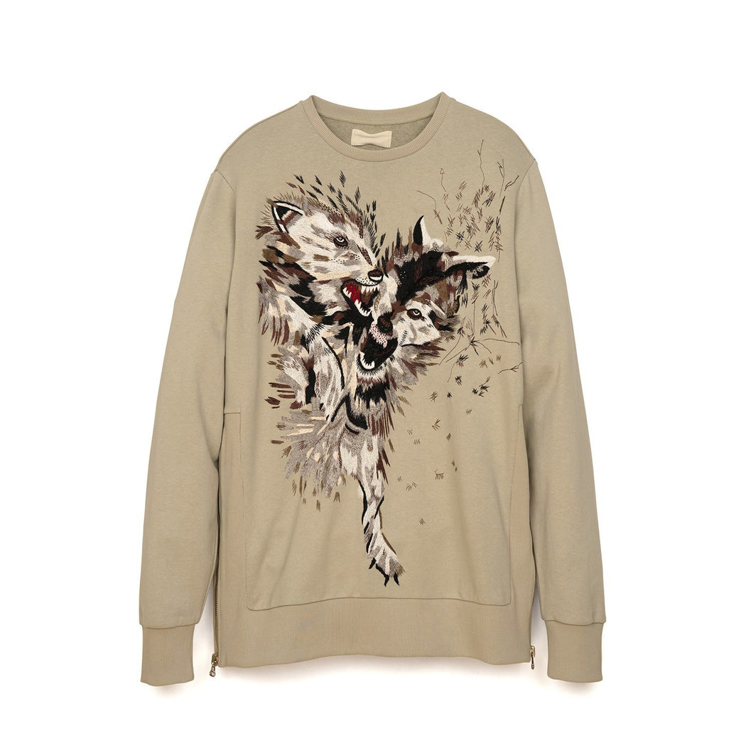 IH NOM UH NIT Embroidered Sweater - Pearls On The Back Taupe - Concrete