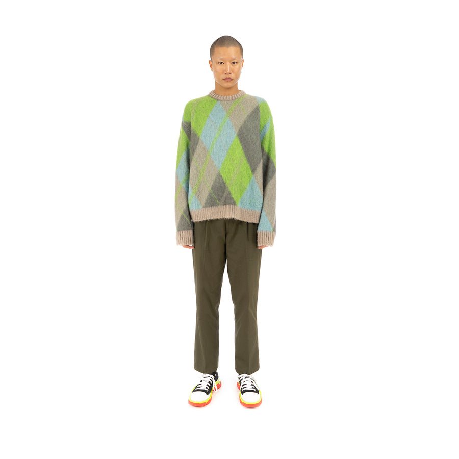 Danilo Paura 'Harris' Argyle Crewneck Sweater Lime - Concrete
