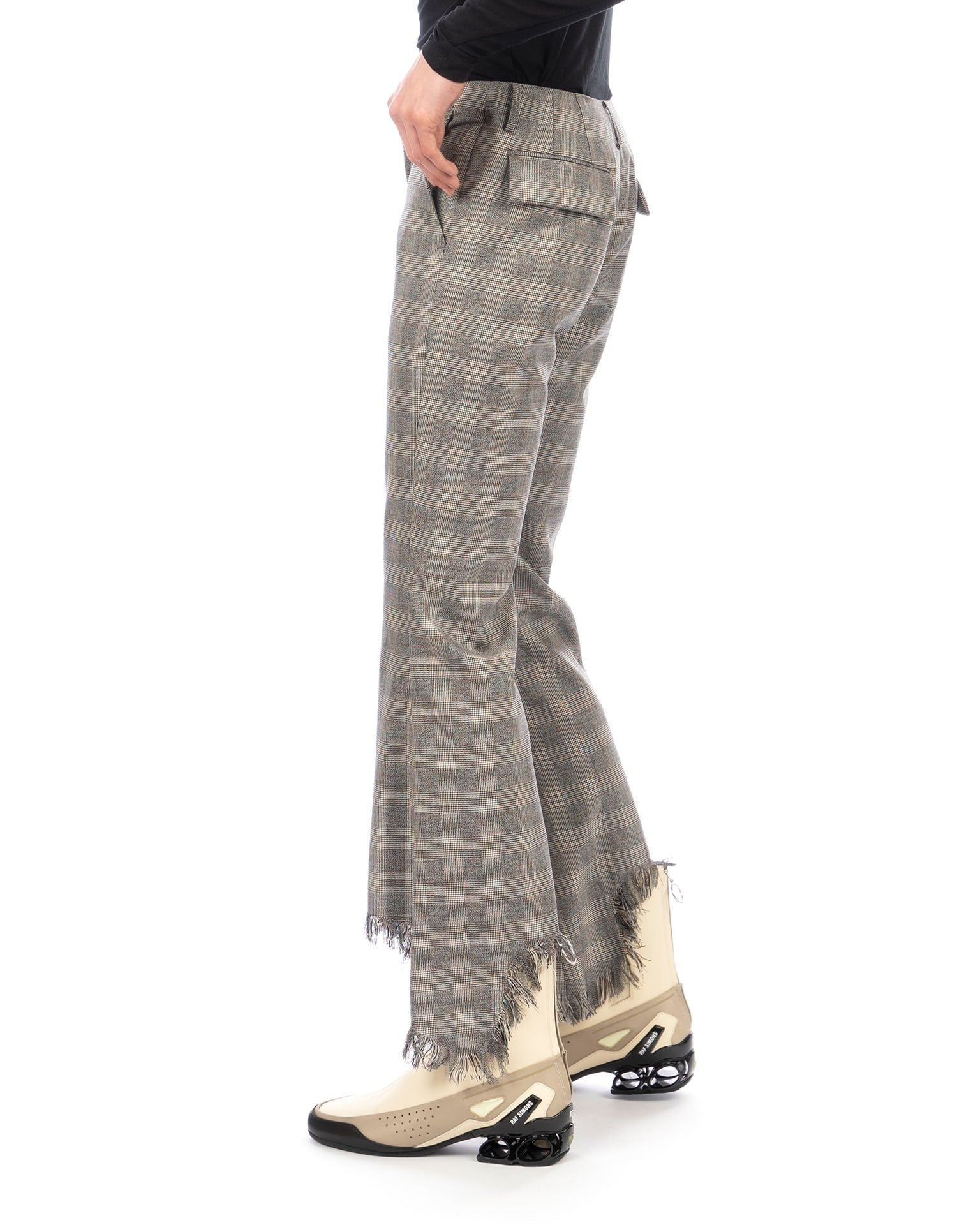 FACETASM | Fringe Flair Check Pants Gray Check | Concrete