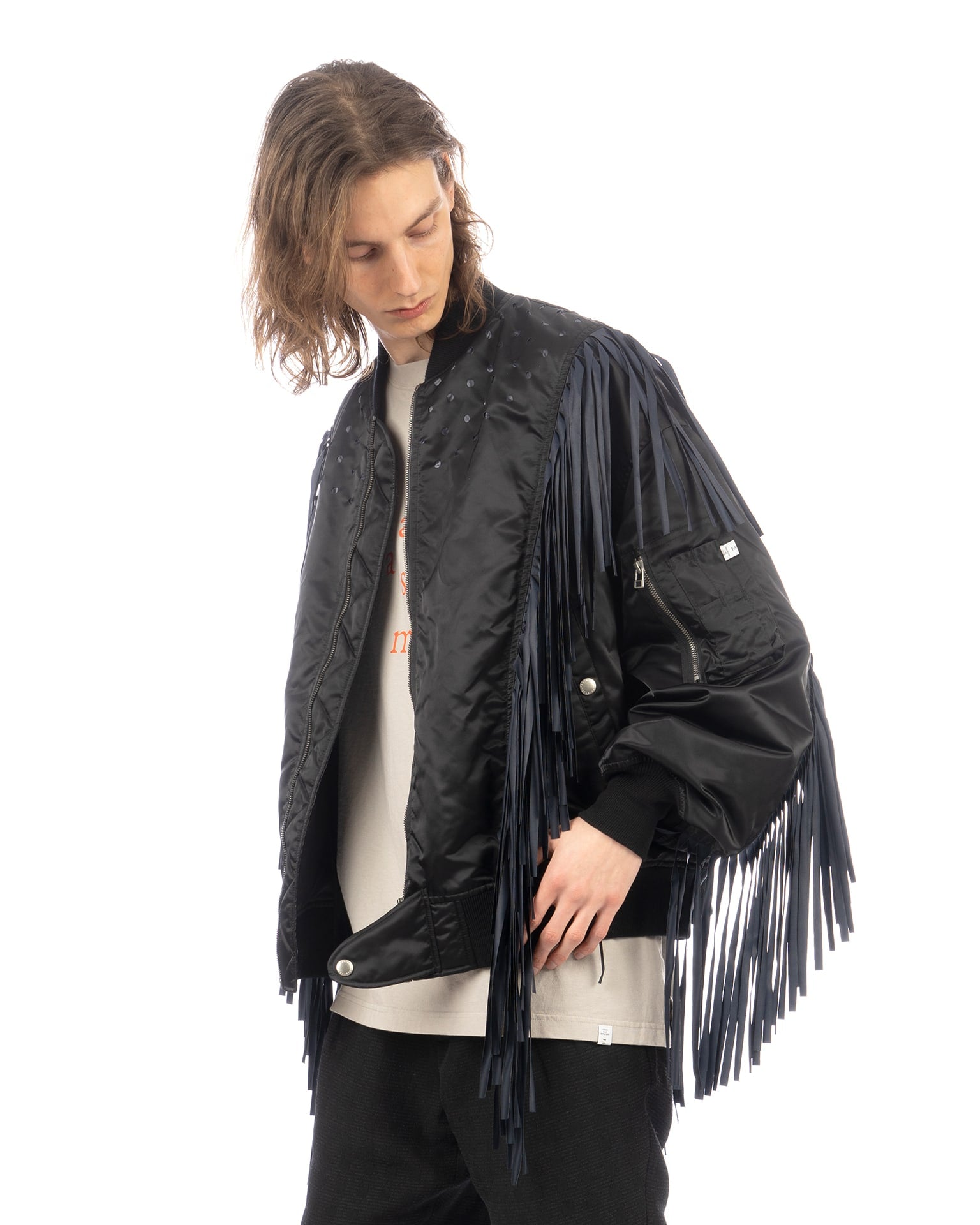 FACETASM | Fringes MA-1 Jacket Navy | Concrete