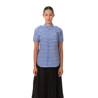 FACETASM | Check Slit Shirt Blue - Concrete