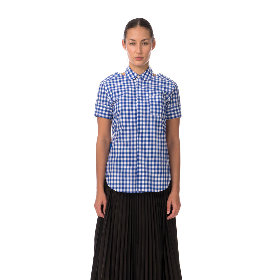 FACETASM | Check Slit Shirt Blue - Concrete