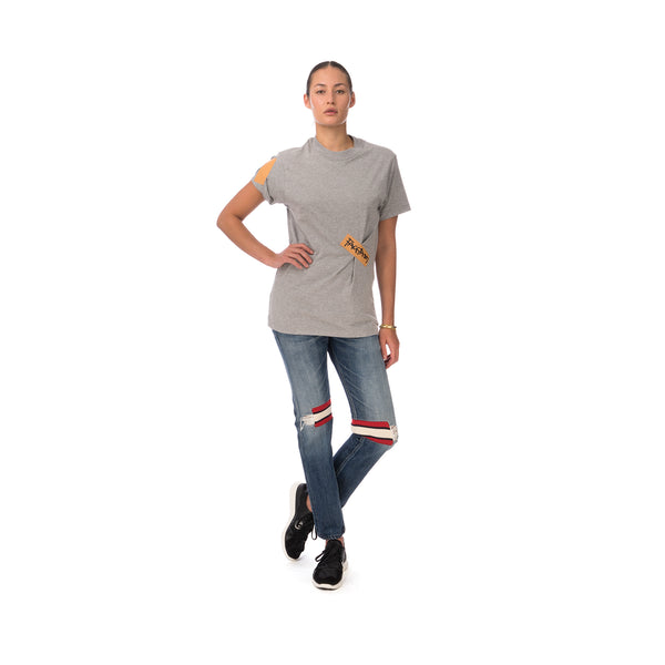 FACETASM | W Tape Basic T-Shirt Grey - Concrete