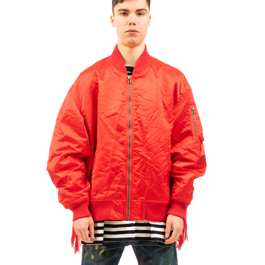 FACETASM | Crushed Nylon Bomber Jacket Red - Concrete